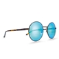 Στρογγυλά μεταλλικά γυαλιά ηλίου με μπλε φακούς-
