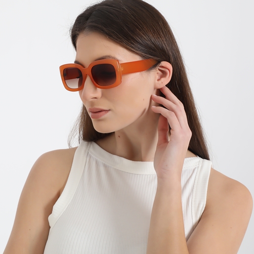 Rectangular matte orange sunglasses-