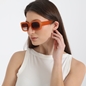 Ορθογώνια γυαλιά ηλίου ματ πορτοκαλί-