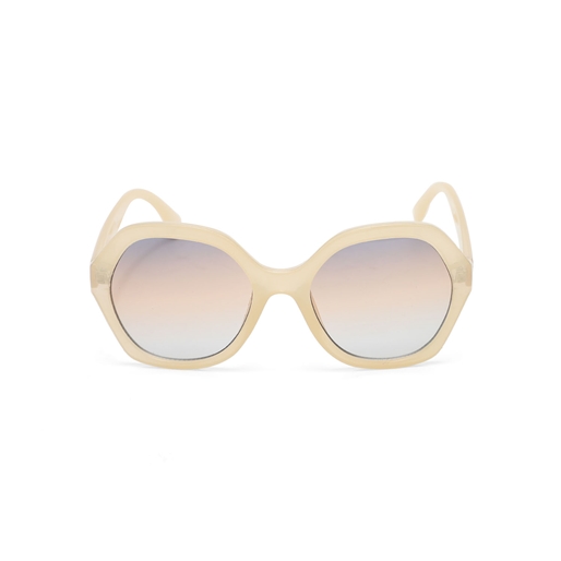 Rounded polygonal beige sunglasses-