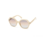 Rounded polygonal beige sunglasses-