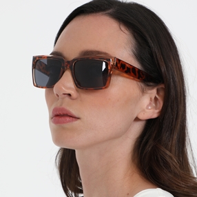 Rectangular brown turtle shell color sunglasses-