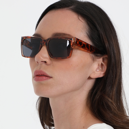 Rectangular brown turtle shell color sunglasses-