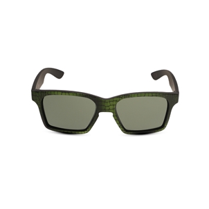 Handmade rectangular sunglasses in green snake print-