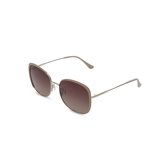 Rectangular brown metal sunglasses-