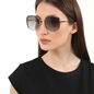 Rectangular khaki metal sunglasses-