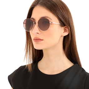 Round brown metal sunglasses-