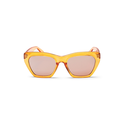 Sunglasses thick rectangular butterfly in transparent orange color-