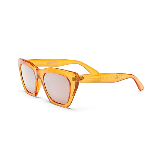 Sunglasses thick rectangular butterfly in transparent orange color-