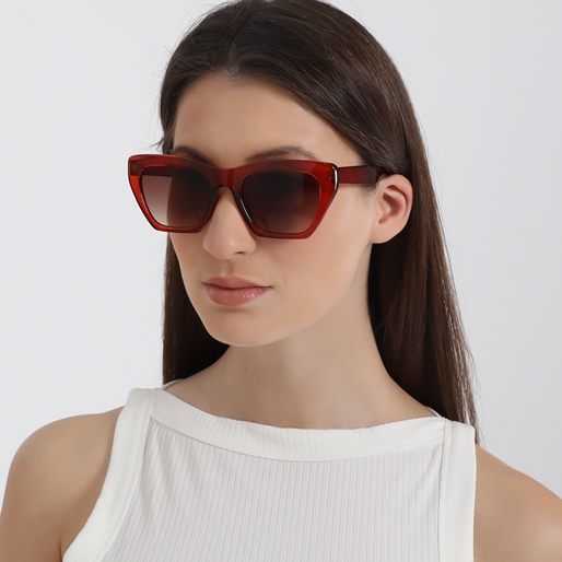 Sunglasses thick rectangular butterfly in red color-