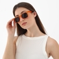 Sunglasses squared mask with metallic details in matte orange color-
