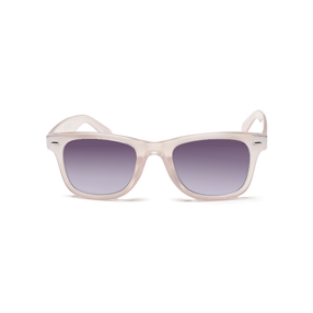 Γυαλιά ηλίου τετραγωνισμένη μάσκα με μεταλλικά στοιχεία σε λευκό χρώμα-