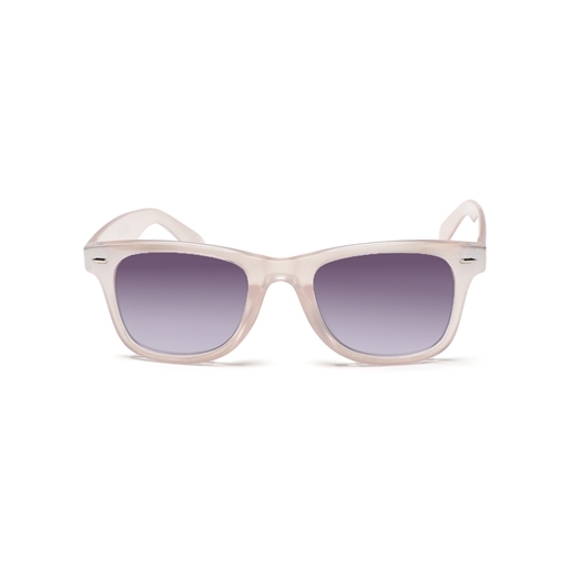 Sunglasses squared mask with metallic details in pearl white color-