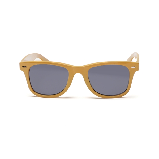 Γυαλιά ηλίου τετραγωνισμένη μάσκα με μεταλλικά στοιχεία σε κίτρινο χρώμα-