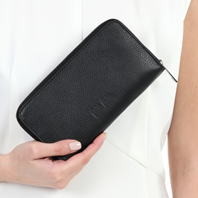 Mini Discoveries large black leather wallet-