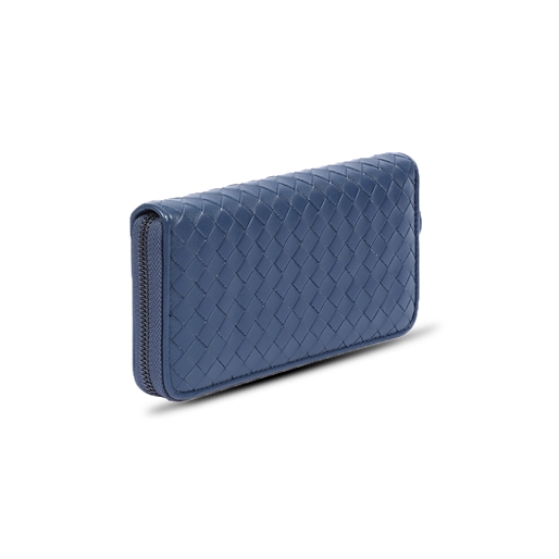 Mini Discoveries μεγάλο πλεχτό μπλε δερμάτινο πορτοφόλι-