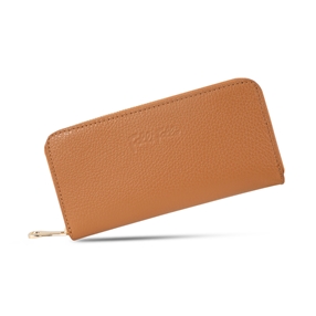 Mini Discoveries large brown leather wallet with zipper-