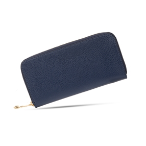 Mini Discoveries large dark blue leather wallet with zipper-