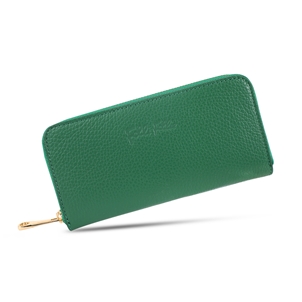 Mini Discoveries large green leather wallet with zipper-