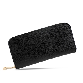 Mini Discoveries large black leather wallet with zipper-
