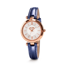 Lady Bubble Rose Gold Plated Leather Watch-