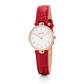Lady Club small case red leather strap watch-