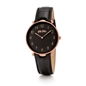 Lady Club large case black leather strap watch-