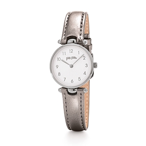 Lady Club small case silver leather strap watch-