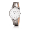 Lady Club large case silver leather strap watch