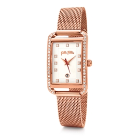 Style Swing Oblong Case With Stones Bracelet Watch-