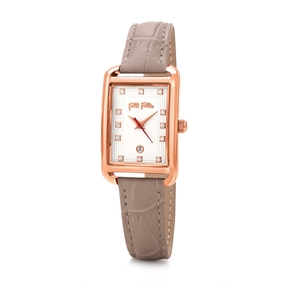 Style Swing Oblong Case Leather Watch-