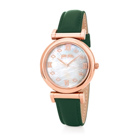 Mod Princess Big Case Green Leather Watch-