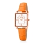 Retro Time Μικρό Επίχρυσο Πορτοκαλί Δερμάτινο Ρολόι-