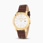 Drive Me stainless steel yellow gold plated watch with leather strap-