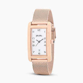 Think Tank stainless steel rose gold plated watch with mesh bracelet-