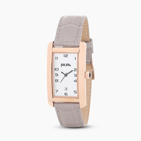 Think Tank stainless steel rose gold plated watch with leather strap-