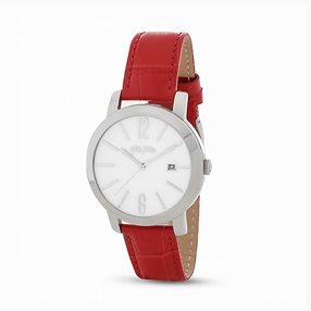 Drive Me watch with red leather strap-
