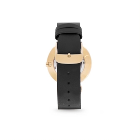 Vintage Dynasty black leather watch with black dial-