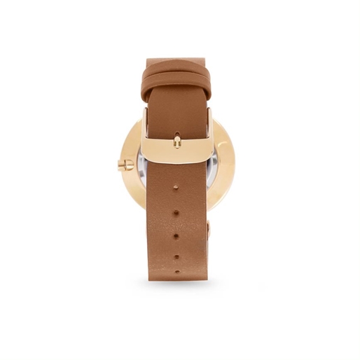 Vintage Dynasty gold plated watch with camel leather strap-