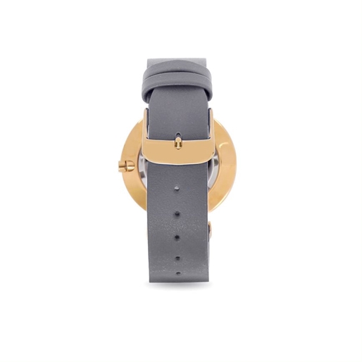 Vintage Dynasty gold plated watch with gray leather strap-
