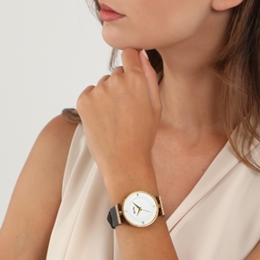 Vintage Dynasty γκρι δερμάτινο ρολόι με λευκό καντράν-