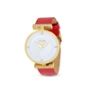 Vintage Dynasty red leather watch with white dial