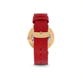 Vintage Dynasty red leather watch with white dial-