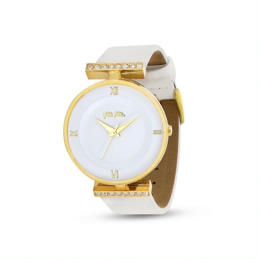 Vintage Dynasty άσπρο δερμάτινο ρολόι με λευκό καντράν-