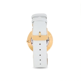 Vintage Dynasty white leather watch with white dial-