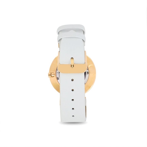 Vintage Dynasty άσπρο δερμάτινο ρολόι με λευκό καντράν-