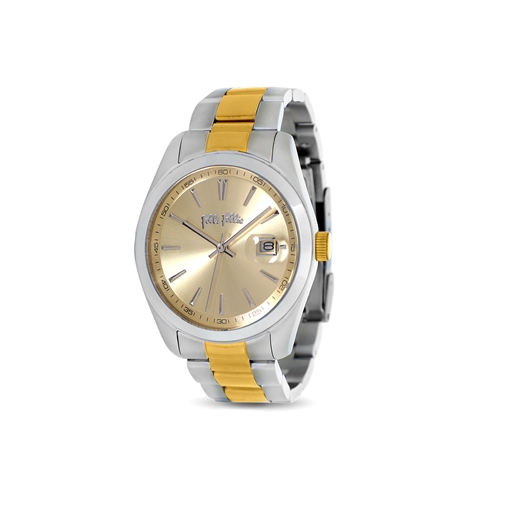 All Time bi-color bracelet watch with large case and gold dial-
