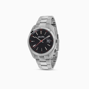 All Time bracelet watch with large case and black dial-