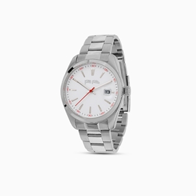 All Time bracelet watch with large case and white dial-