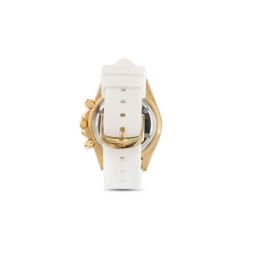 Color Me Free white silicone strap gold plated watch-